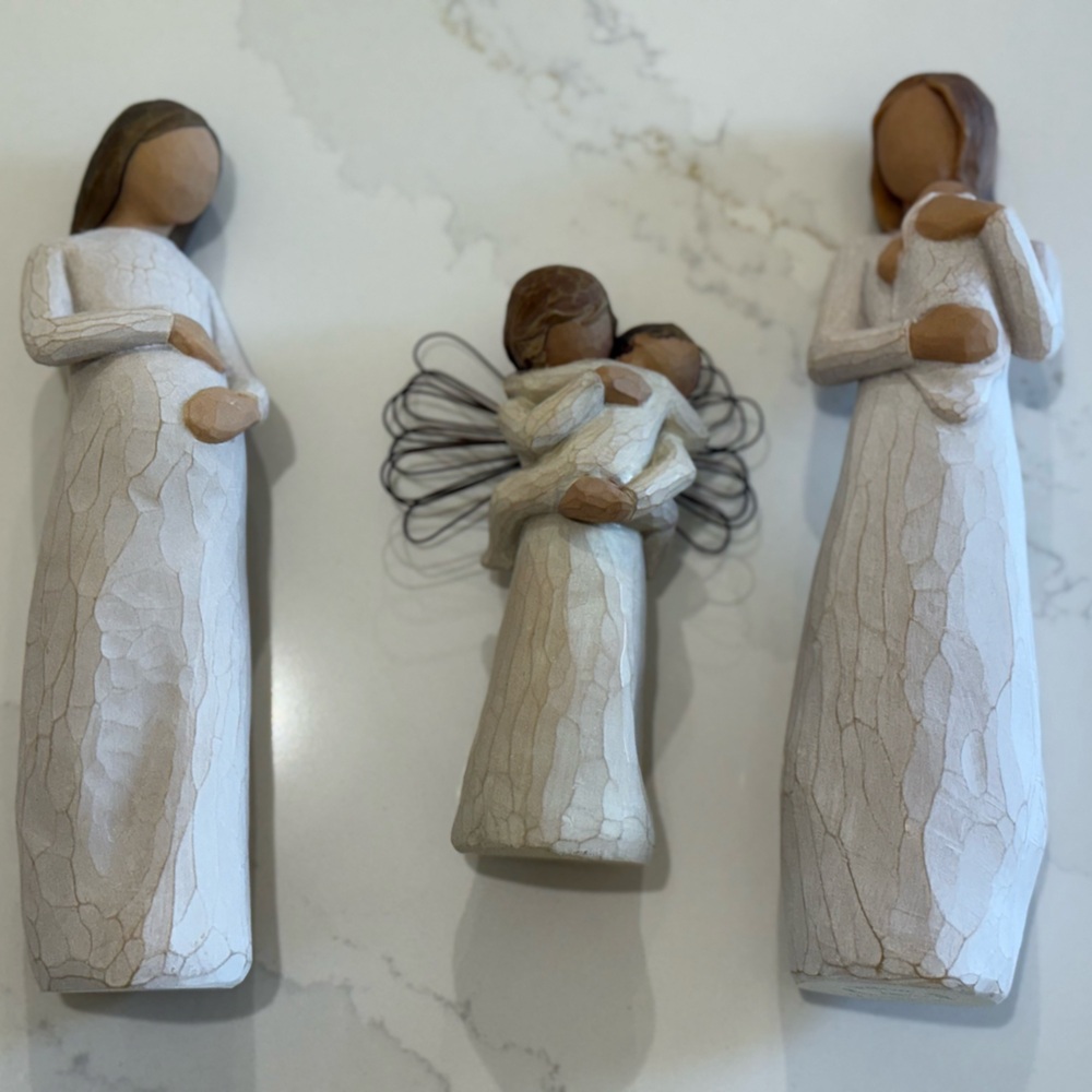 Willow Tree Angel handcrafted woodwork figures. Set of 3 in Cream